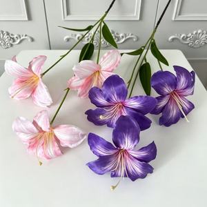 Vente en gros usine – Nouvelle orchidée Clivia artificielle faite à la main, branche unique à 2 têtes, pour décoration de maison, mariage et arrangements floraux - Product Image 4