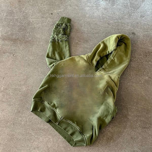 Sudadera con capucha informal unisex de algodón French Terry, con efecto desgastado vintage, lavado ácido, oversize, con cremallera, para hombre, venta al por mayor y personalizada. - Product Image 3