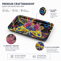 Plateau roulant en métal à motif papillon artistique avec couvercle magnétique pour accessoires de fumage d'herbes de qualité supérieure, cadeau personnalisé