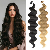 Extensions de cheveux synthétiques en fibres premium super douces et lisses, ondulées, ombrées blondes, de 18 à 36 pouces
