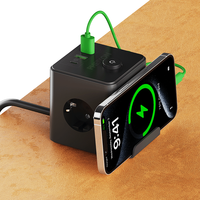 Prise de table Pheiyon 4 prises, 2 USB-A + 1 Type-C, 10A, interrupteur EU IP20 250V, matériau PP, avec câble de 1,8m