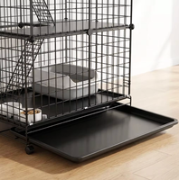 Cage pour chat et parc pour animaux de compagnie en fil de fer, écologique, carrée, pliable, de luxe, style antique, moderne et classique, avec fermeture à bouton simple, échelle et plateau