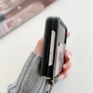Z Flip4 Leather Print Ring Phone Case Fashion Violent Bear Folding Flip3 Case Flip