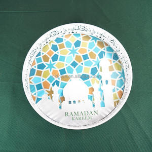 Bonito <span class=keywords><strong>2022</strong></span> personalizado Ramadán Eid bandeja para servir comida musulmana Ramadán bandeja Matel bandeja Ramadán suministros de decoración - Product Image 6