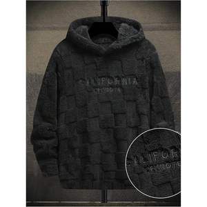 Sweat à capuche personnalisé pour homme en sherpa duveteux avec broderie graphique, manches longues, en polaire, pour l'automne et l'hiver - Product Image 3