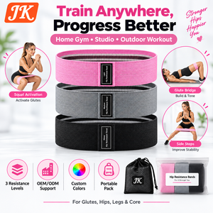 ชุดยางยืดออกกำลังกาย Jinke Fabric Latex Resistance Bands 3 ระดับ ไม่ลื่น ไม่ม้วนตัว ผลิตจากโพลีเอสเตอร์และผ้าฝ้าย สำหรับบริหารกล้ามเนื้อสะโพก ก้น และขา เหมาะสำหรับผู้หญิง - Product Image 6