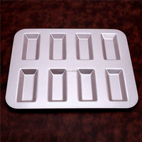 Moule à financiers 8 cavités en acier au carbone antiadhésif, plaque à gâteau rectangulaire pour pâtisserie DIY, chaleur uniforme, démoulage rapide, qualité alimentaire