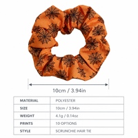 Shily&OS Halloween Fabric Scrunchie 10 Motif - Ikat Rambut Labu Laba-laba Hantu Kelelawar untuk Wanita Pesta Grosir 4g