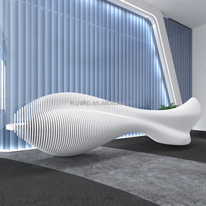 Parametric Furniture 的大型现代可调节高度接待台，实木弧形设计，适用于酒店、超市、健身房 - Product Image 3