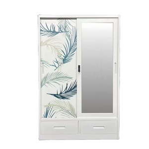 <span class=keywords><strong>Armoire</strong></span> à portes coulissantes avec miroir et serrure <span class=keywords><strong>Armoire</strong></span> de rangement moderne <span class=keywords><strong>pour</strong></span> chambre à coucher, <span class=keywords><strong>couloir</strong></span>, design en acier imprimé. - Product Image 4