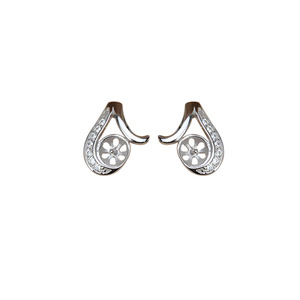 S925 <b>Silver</b> Minimalist Sunflower Style <b>Earrings</b> for Women Fashionable <b>Pearl</b> <b>Earrings</b> with Empty Holder for DIY - Product Image 5