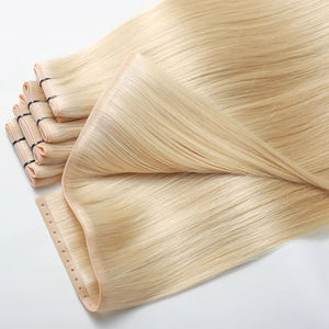 Ekstensi Rambut Manusia Asli Rusia Remy Virgin Double <span class=keywords><strong>Drawn</strong></span> Berkualitas Tinggi, Model Butterfly Hair Hole Invisible XO <span class=keywords><strong>Hand</strong></span> Tied Weft - Product Image 1