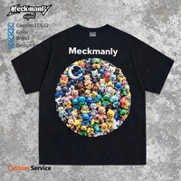 T-shirt pour homme Meckmanly, imprimé floqué rose, col rond, manches courtes, style streetwear, 100% coton jersey respirant
