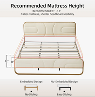 Vente en gros : Cadre de lit en métal au design le plus récent, taille Queen, avec tête et pied de lit en tissu, base de lit simple en fer pour chambre à coucher