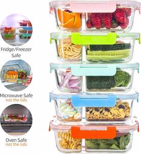 Eco Friendly Microwavable Women Lunch Box Bag Glass Rectangular Silicone Food Packaging Meal Prep Bento Lunch Box Food <b>Container</b> - Product Image 3