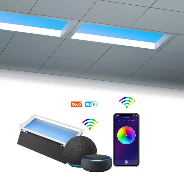 WIFI control ultra thin Led sky panel light embedded install living room bedroom kitchen bathroom blue sky ceiling light