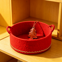 Cesta de Almacenamiento Redonda de Cuerda de Algodón Moderna, Ecológica y Ahorradora de Espacio para Escritorio, para Guardar Llaves, Bocadillos y Juguetes