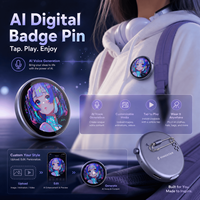 Tarjeta de Identificación Digital con IA, Asistente de Voz, Pantalla Táctil IPS, Bluetooth, Etiqueta Inteligente con Nombre Personalizado, Pantalla Animada Recargable