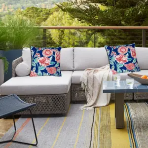 Sarung bantal pola bunga taman tahan air luar ruangan untuk Sofa teras Sofa poliester dekorasi rumah penutup bantal mewah lembut
