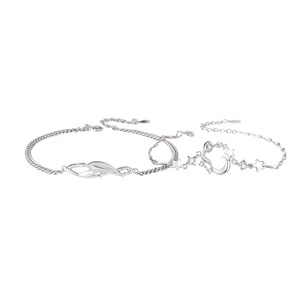 925 Plata Original encuentro minimalista estrella Rosa Boho pulseras regalo para él ella para fiestas bodas pareja de plata esterlina - Product Image 6