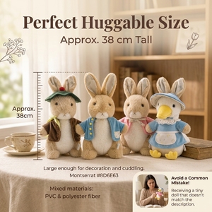 Peluche Peter Rabbit Floral Meadow, Poupée Jemima Puddle Duck, Jouet en Peluche Tom Kitten, PVC Fibre <span class=keywords><strong>de</strong></span> Polyester 38cm, Décoration <span class=keywords><strong>de</strong></span> Chambre d'Enfant, Cadeau - Product Image 3