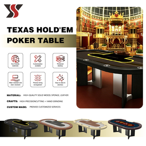 Table de poker Texas de luxe moderne en métal et bois massif YS Factory pour jeux de casino YS-Texas33, YS-Texas33 hautement personnalisable - Product Image 4
