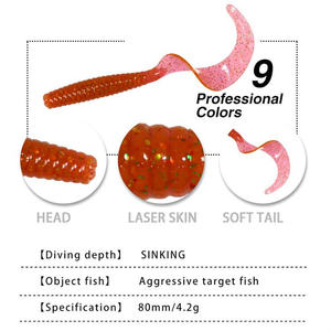 RUNTOO 80mm 4,2g Long Tail Soft Lures Kunststoff Lebensechte Regenwurm Grub Wurm Angel köder Köder - Product Image 3