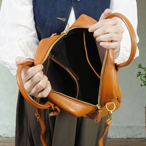Boston Handbag Genuine Leather Women Crossbody Shoulder <b>Bag</b> Brown Durable Everyday Use - Product Image 4