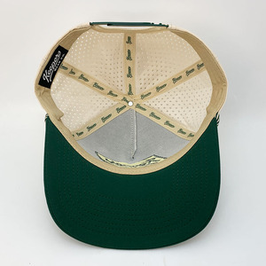 Bán Buôn 5 Bảng Điều Chỉnh Mới Chất Lượng Cao OEM Màu Be Và Màu Xanh Lá Cây Tùy Chỉnh Thêu Logo Cổ Điển Lỗ Laser Golf Hat Hai Tone Mũ Bóng Chày - Product Image 3