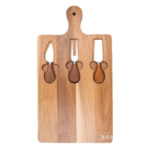 Juego de Tabla de Quesos de Madera de Acacia con 4 Cuchillos y Tenedor, Tabla de Cortar Multiusos para Quesos y Verduras - Product Image 2