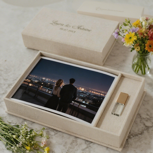 Tùy chỉnh in ấn cổ điển sang trọng đám cưới Linen Album ảnh bao bì hộp lưu trữ với USB <span class=keywords><strong>Flash</strong></span> <span class=keywords><strong>Drive</strong></span> hộp ảnh - Product Image 4