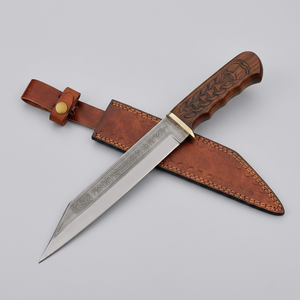 Couteau Viking Seax fait main, lame en acier carbone, runes nordiques gravées, couteau de chasse et de survie pour la brousse, manche en bois de rose - Product Image 5