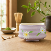 Bol à matcha en céramique avec logo personnalisé, moderne et écologique, Chawan avec des motifs mignons pour les débutants en matcha
