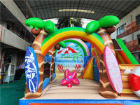 Château gonflable arc-en-ciel de plage, aire de jeux gonflable d'extérieur en PVC avec tapis souple, jouets de saut pour enfants