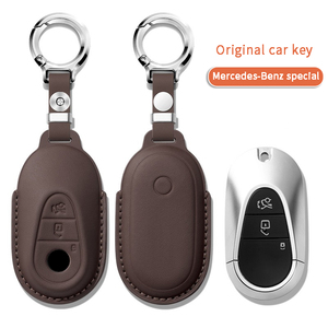 Étui de protection en cuir pleine fleur authentique <span class=keywords><strong>pour</strong></span> clé de voiture, compatible avec <span class=keywords><strong>Mercedes</strong></span>-Benz <span class=keywords><strong>Classe</strong></span> SL AMG, porte-clé télécommande - Product Image 3
