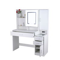Miroir et lumières modernes blancs à haute efficacité, mobiles, 3 modes d'éclairage, coiffeuse avec tiroirs pour hôtel et chambre à coucher