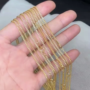 14K 18K oro pieno di <span class=keywords><strong>perline</strong></span> <span class=keywords><strong>collana</strong></span> e catena a maglie cubane per gli uomini con sottili catene d'oro gioielli forniture all'ingrosso - Product Image 4