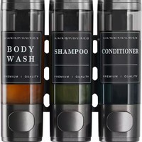 Distributeur manuel mural en plastique de 300 ml pour shampoing, après-shampoing, gel douche et savon liquide, pour salle de bain, cuisine et hôtel