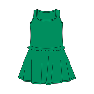 GSD3742 Vestido Infantil al por Mayor, Estilo Boutique, Color Verde Sólido para Niña, Sin Pedido Mínimo, ODM - Product Image 1
