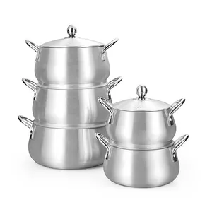 Pot aluminium memasak Set, pot aluminium bentuk perut pengamplasan 16/18/20/22/24 CM grosir pabrik