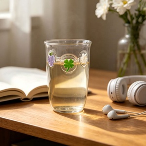 Bicchiere in Vetro Borosilicato 3D con Motivi Floreali e Frutta, Grazioso Design <span class=keywords><strong>Margherita</strong></span>, Trifoglio e Uva, per Latte, Succo e <span class=keywords><strong>Caffè</strong></span> - Product Image 5