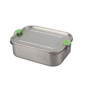 Stainless Steel <b>Lunch</b> <b>Box</b> With Metal Clip Latch <b>Leakproof</b> Bento Food Container Custom Logo - Product Image 1