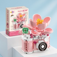 Ensemble de blocs de construction Appareil Photo Rétro, Modèle de briques florales vintage, Jouet d'assemblage DIY, Cadeau pour Enfants, Adultes, Collectionneurs, Décoration Photo