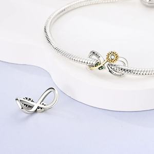 MULA 925 Sterling Silver Flower Series Charms Beads Zircon Tournesol Tulipe Pendentifs Fit Original Charm Bracelet - Product Image 6