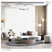 Grande dalle de pierre frittée Yashi blanche, surface polie, marbre artificiel en pierre frittée pour hôtel