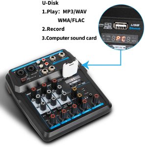 Professional Portable 4-Channel USB Mini Audio <strong>Mixer</strong> Live Sound DJ Console for <strong>Karaoke</strong> Recording Small Interface Sound Interface - Product Image 4