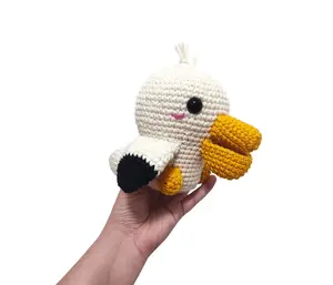 Animal sueco muñeca hecha a mano de punto de algodón ganchillo Pelícano amigurumi ganchillo Pelícano pájaro juguete