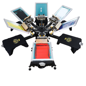 6 Station Silk Screening <strong>Screen</strong> <strong>Print</strong> Press Machine 6 Color Micro-Registration New Condition Cloth Printer with Plate Type - Product Image 4