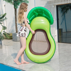 Flotador Inflable de Aguacate Verde de PVC para Adultos con Sombrilla, Silla Reclinable, Juguete Acuático - Product Image 1