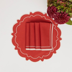 Custom Size French Luxury Organic Flax Fabric Embroidered Edge <b>Table</b> <b>Cloth</b> <b>Linen</b> Napkin Placemat for Hotel Wedding - Product Image 2